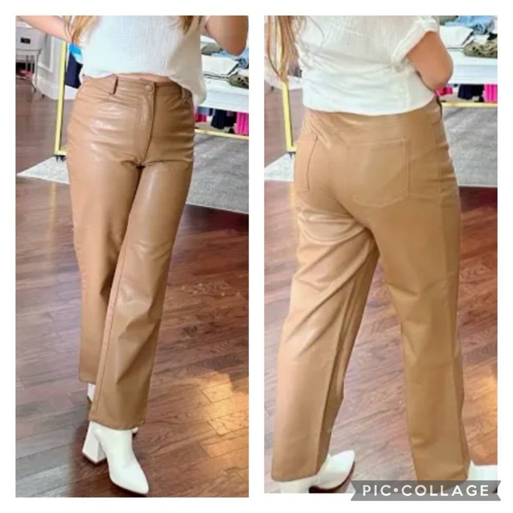 NWT Eesome Coco Leather Straight Leg Pants Women's Pants
